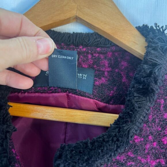 Bridgetown Collection Purple Tweed Fringe Trim Wool Blend Blazer Size 12 - Picture 9 of 10